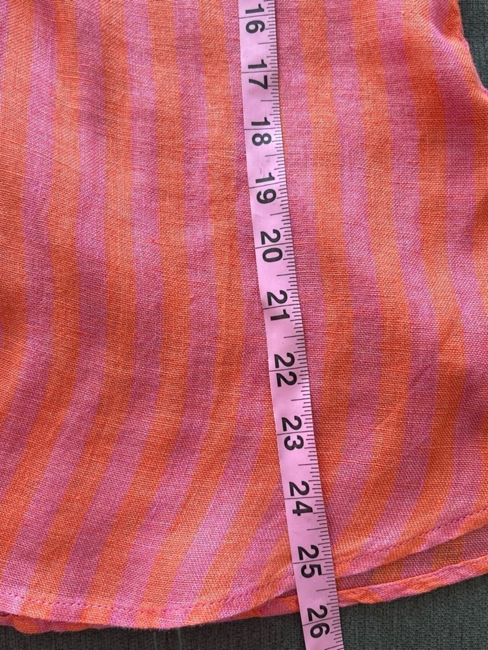 Nicole Miller Pink and Orange Striped Button-Up 109% linen Blouse.S - Picture 5 of 7